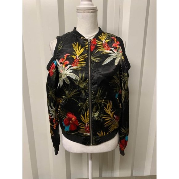 New Look Jackets & Blazers - New Look Cold Shoulder Tropical Print Lightweight Jacket Womens Size Small